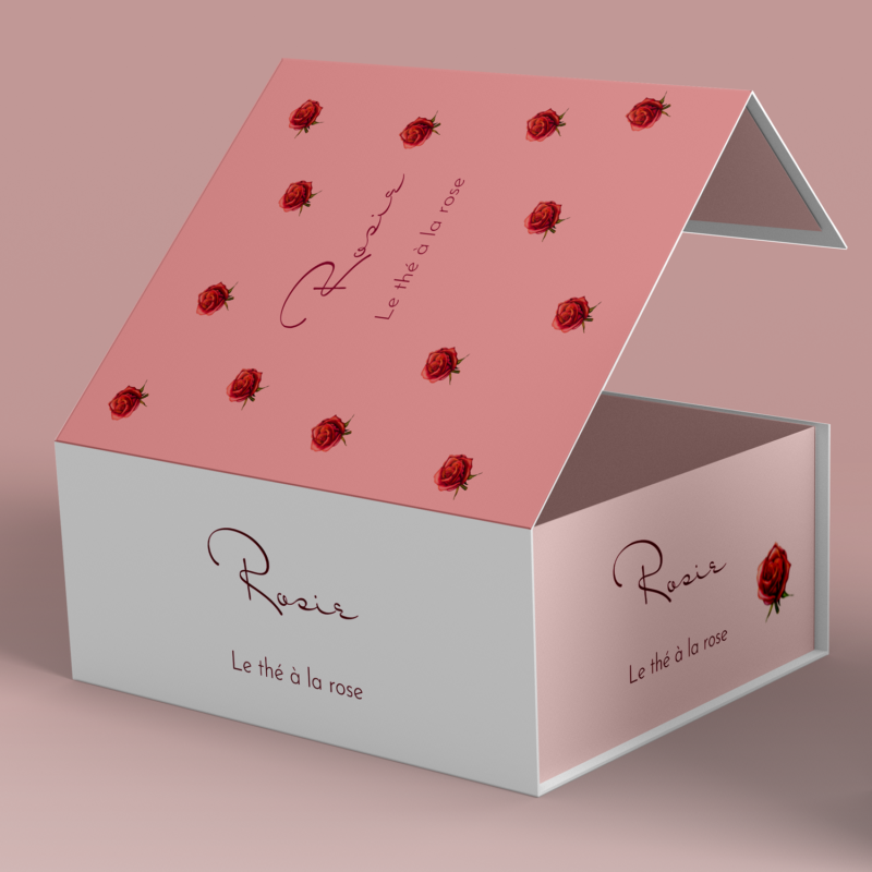 boite de thé illustrée à la main avec des roses