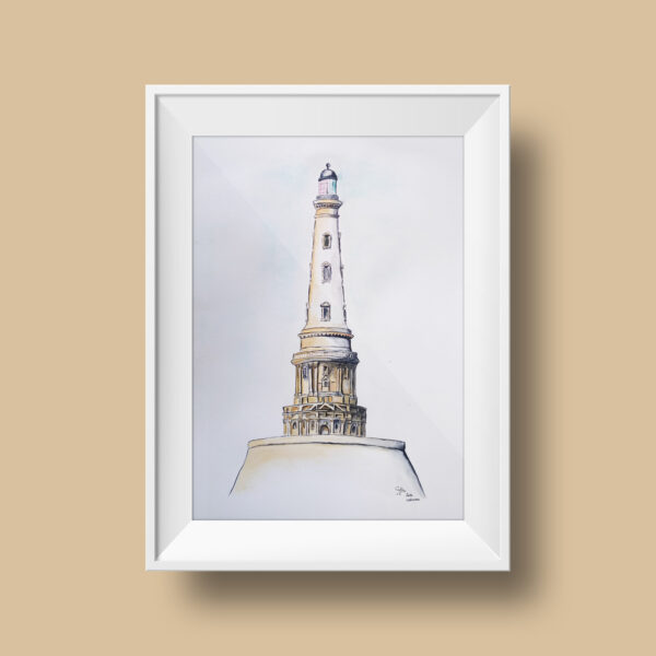 aquarelle présentant le phare de Courdouan