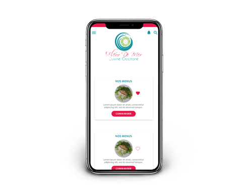 image d'interface pour prototype mobile pour un restaurant fictif et commande d'un article en ligne, page de commande dans un téléphone